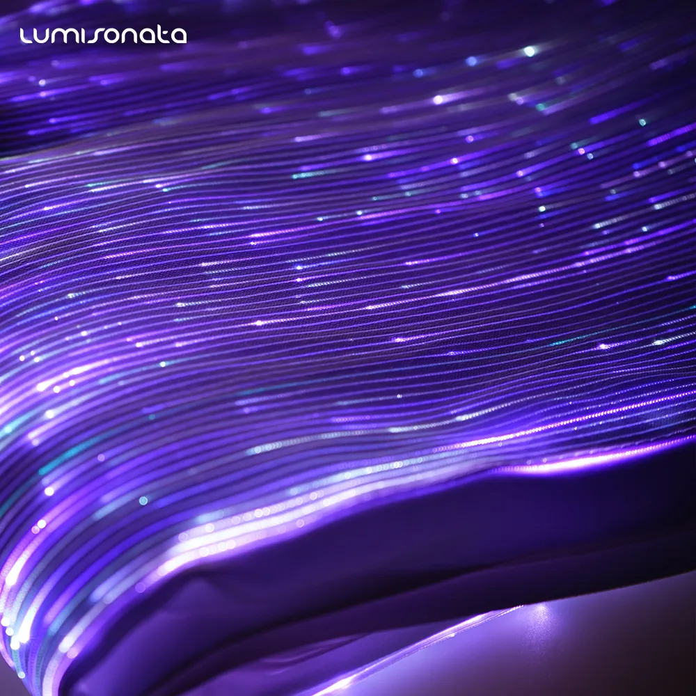 New design fashion led luminous fabric how to make fiber optic durable clothing table cloth