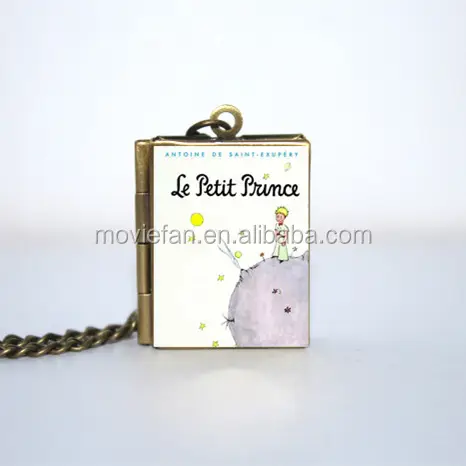 The Little Prince Book Locket Necklace keyring silver & Bronze tone book jewelry