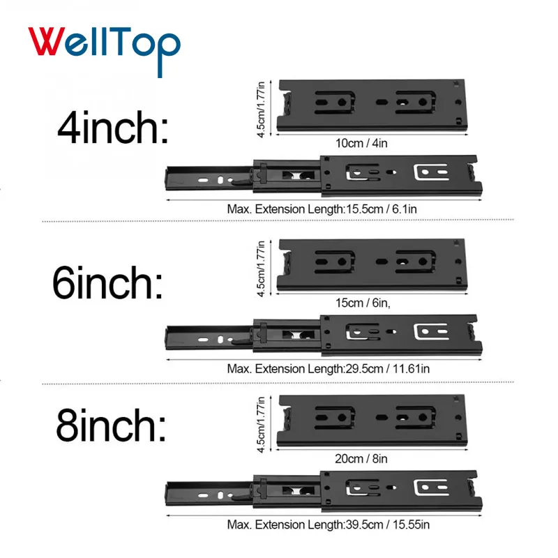 Thống Ngắn Slide Ngăn Kéo Mở Rộng Đầy Đủ Hướng Dẫn Đường Sắt Ngăn Kéo Tủ Đồ Nội Thất Phần Cứng Set Phụ Kiện Cho Nhà Bếp VT-15.028