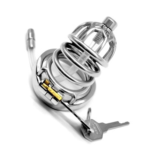 FRRK 67mm कैथेटर के साथ 304 स्टेनलेस स्टील पुरुष शुद्धता डिवाइस घुमावदार अंगूठी शुद्धता पिंजरे एसएम सेक्स खिलौने लिंग पिंजरे keyholder के साथ - Product Image 5