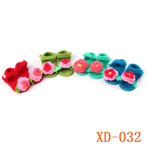 Zapatos de Bebé Del ganchillo Rosa Rosa <span class=keywords><strong>Crema</strong></span> de Flor Zapatos de Bebé Recién Nacido de la sandalia - Product Image 6