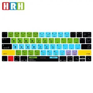Unique Waterproof Hot key Shortcuts Keyboard Cover Silicone Skins For Macbook Pro 13"15" Touch Bar for adobe lightroom