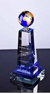 Creativo cristal azul globo bola excelente personal honor trofeo Premio personalizado trofeo <span class=keywords><strong>de</strong></span> cristal <span class=keywords><strong>empresa</strong></span> premios letras - Product Image 3