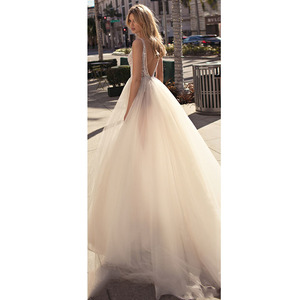 FA137 Vestidos <span class=keywords><strong>de</strong></span> <span class=keywords><strong>Novia</strong></span> <span class=keywords><strong>de</strong></span> <span class=keywords><strong>Playa</strong></span> con Cuello en V, con Cuentas, Espalda Descubierta, Corte en A, <span class=keywords><strong>de</strong></span> Tul, Sexy, Estilo Bohemio, Vestidos <span class=keywords><strong>de</strong></span> <span class=keywords><strong>Novia</strong></span> Vintage - Product Image 2