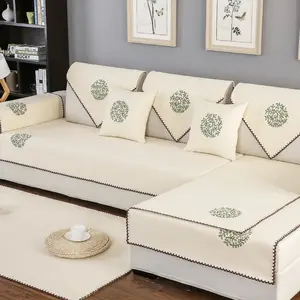 Trắng Đay Vải Cắt & Sew Cho Sofa Cover, Armrest Sofa Bìa L Hình Dạng, Sofa Bìa Không Trượt