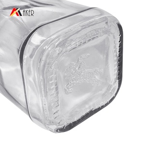 Nuevo proveedor de China, botellas de licor cuadradas transparentes de 700ml, botella de vino de whisky de vodka de ron de vidrio vacío con tapa - Product Image 4