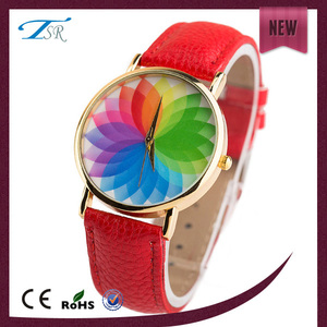 Fabricado en piel de porcelana de la muñeca occidental relojes relojes de cuero de Ginebra - Product Image 1