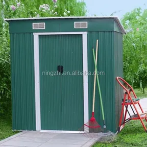 Small Lean to Shed Outdoor Patio Shed Green Prefab Backyard Shed Metal Garden Shed Tools Bike Shed