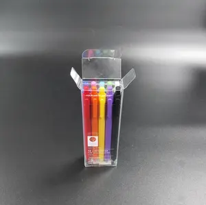 Caneta impressa de logotipo personalizada, caixa de plástico transparente para embalagens, caixa de presente para 10 peças de canetas