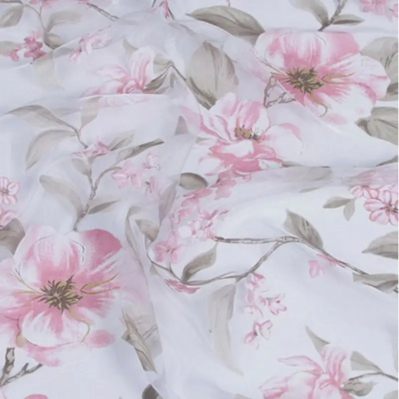 Beautiful printing polyester burnout floral organza fabric for dress