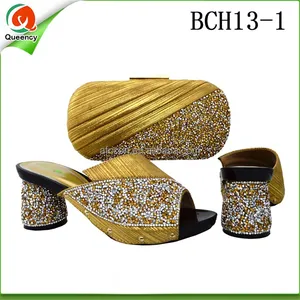 BCH13 Queency 批发时尚意大利设计师女士高跟鞋和匹配的手袋