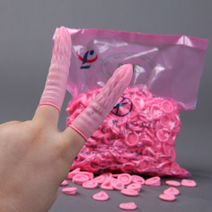 2023 Industriële Kwaliteit Poedervrije 100% Puur Natuurlijke Latex Vingerbedden Cleanroom Roze Vingerbedjes - Product Image 3