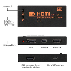 4 K DP <span class=keywords><strong>HDMI</strong></span> <span class=keywords><strong>mini</strong></span> DP <span class=keywords><strong>DisplayPort</strong></span> <span class=keywords><strong>a</strong></span> <span class=keywords><strong>HDMI</strong></span> <span class=keywords><strong>convertidor</strong></span> Switcher 3 en 1 Switcher para PC proyector Surface pro - Product Image 1