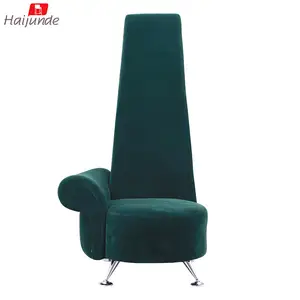 High back dark green dining accent chair/hotel guest chairs/fabric & PU chair