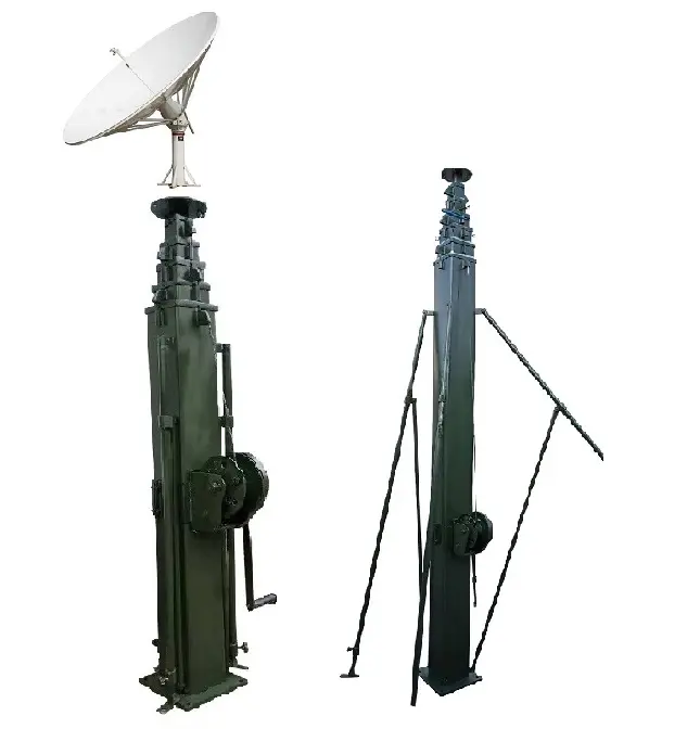 Cabrestante Manual de 18m a 20m, mástil telescópico de cámara de seguridad para antena de microondas con base giratoria