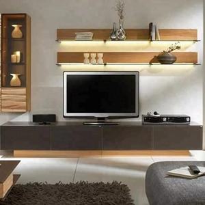 Hangzhou Vermont — laque blanche brillante 2018, support de TV moderne avec étagères en bois de cerise - Product Image 5