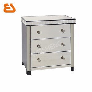 3 cajones <span class=keywords><strong>champagne</strong></span> espejo gabinete negro con patas de madera - Product Image 1