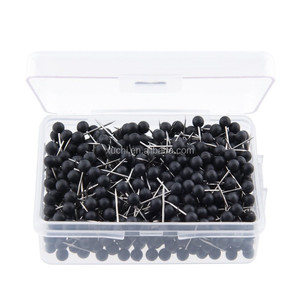 500 Piezas de Clavijas de Mapa con Cabeza Redonda de Plástico Negro de 1/8 de Pulgada, Diseño Art <span class=keywords><strong>Deco</strong></span>, con Punta de Acero, Ecológicas - Product Image 2