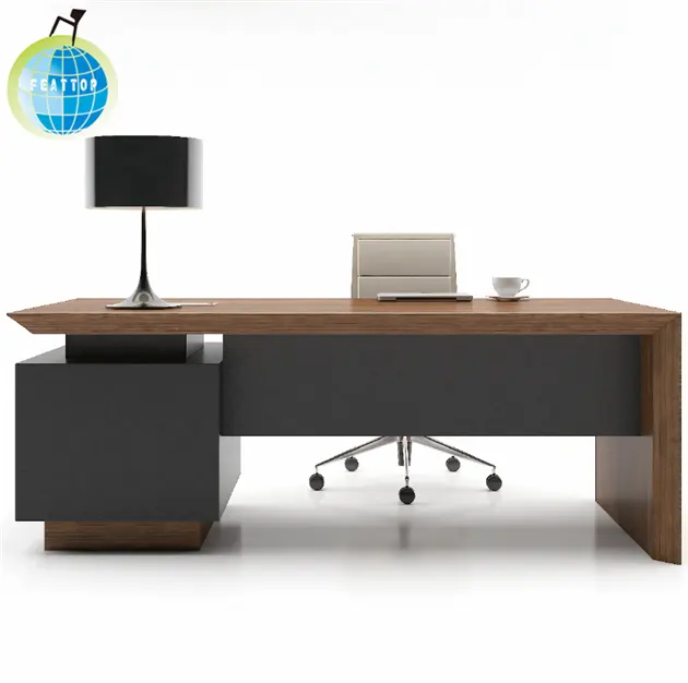 シンプルなデザインの木製テーブルと椅子高品質のマネージャー人間工学に基づいたオフィスコンピュータデスク