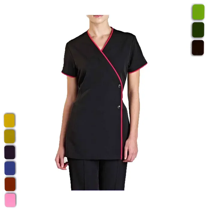 Eco friendly V Neck Zipper Salon Spa Massage Health Dress Uniform