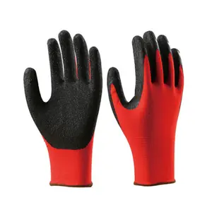 13 gauge nylon/polyester seamless knitted latex coated gloves protective work gloves