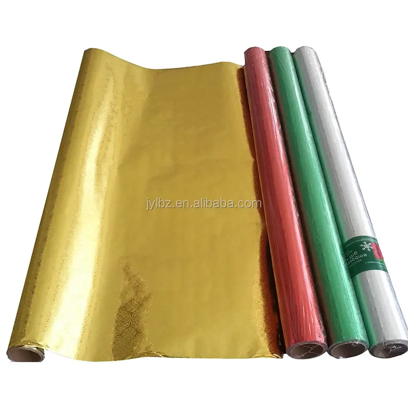 print colored embossed Metallic paper gift decorative aluminium foil with paper wrapper