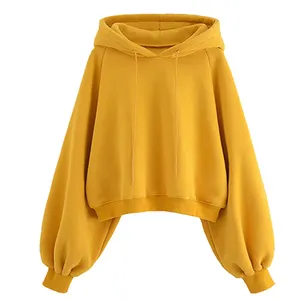 Custom fashionable yellow womens pullover jumper hoodies in China