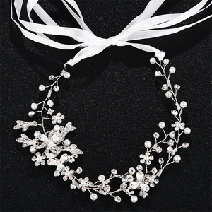 Handmade <strong>Bridal</strong> <strong>Hair</strong> Vine Ivory Pearl Crystal Wedding <strong>Hair</strong> Accessories <strong>Hair</strong> <strong>Bands</strong> for Girls - Product Image 4
