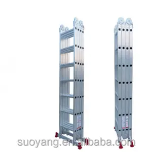 4.7M Aluminum Telescopic Ladder Scaffold Ladders Multi Function + 2 Free Platforms und Rubber Feet für Ladders