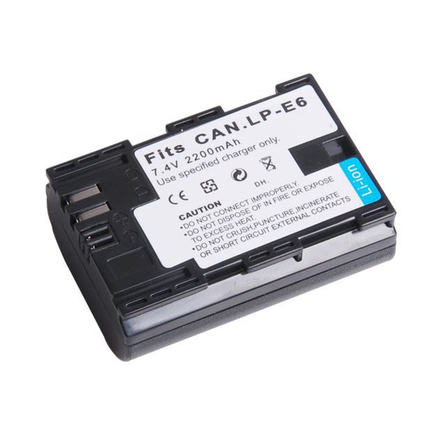 LP-E6 Camera Battery for Canon 5D Mark II III 7D 60D, 60D, 6D, 7D DSLR Cameras 7.4V 2200mAh LP-E6N, Li-ion Replacement