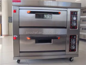 पिज्जा ओवन 2-डेक, 4-ट्रे गैस बेकरी ओवन/रसोई पाक उपकरण/खाद्य बेकरी मशीन