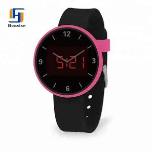 Оптовая продажа, силиконовые спортивные цифровые светодиодные наручные часы с собственным логотипом