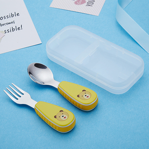 2P Peuter Gebruiksvoorwerpen Rvs Kids Lepel En Vork Met Case