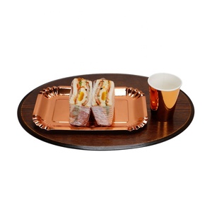 Assiettes <span class=keywords><strong>en</strong></span> papier d'aluminium jetables 400 gsm 10.5 pouces rectangulaires or <span class=keywords><strong>Rose</strong></span>, vente chaude classique - Product Image 4