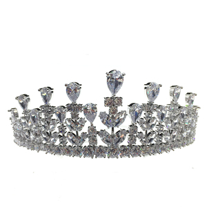 Cubic Zirconia <span class=keywords><strong>Tiara</strong></span> <span class=keywords><strong>e</strong></span> corona Da Sposa Della Principessa Della Fascia di cristallo di cerimonia nuziale accessori per Capelli - Product Image 5