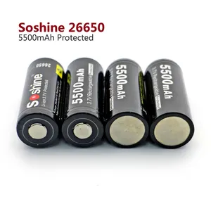 2 шт. Soshine 3,7 в 5500 мАч 26650 батарея Защищенный 26650 перезаряжаемый литий-ионный аккумулятор батареи с кейс для батареек