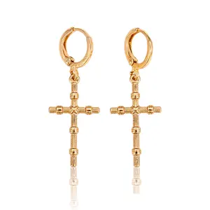 26997- Xuping Wholesale Alloy Jewellery Gold Plated Cross Drop Earrings