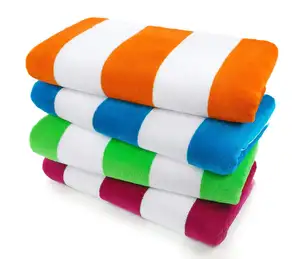 热销时尚专业工厂定制毛圈条纹设计棉纱染色浴巾制造商带标志