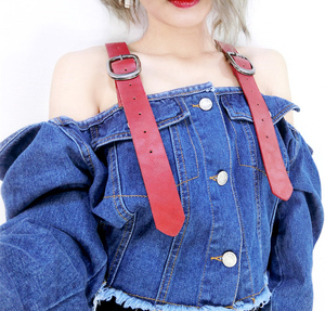 Latest Design Wholesale Fashion China Off-shoulder Womens <strong>Jackets</strong> Sexy <strong>Long</strong> Sleeves <strong>Denim</strong> Jean Ladies - Product Image 3