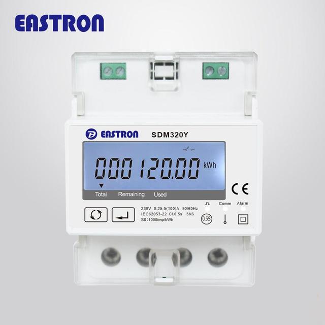 SDM320Y Single Phase AC 220V 230/400V DIN Rail Power Meter, RS485 Remote Control Prepaid Smart Electric Meter