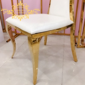Chaises de décoration de mariage, chaises dorées pour le roi et la reine, à vendre, meubles en acier inoxydable - Product Image 4