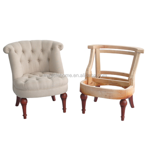 Bouton français salon peu lin tissu chaise - Product Image 2