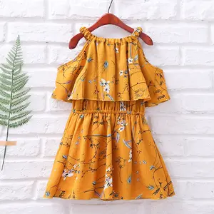 하오 아기 어린이 여름 드레스 민소매 새는 쉬폰 스커트 아이 소녀 멋진 인쇄 스커트 드레스