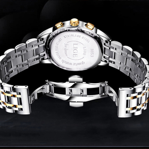 LIGE LG9810 orologio in argento da uomo in acciaio inossidabile cronografo al quarzo grande faccia uomo orologio in numeri romani abito Relojes Para Hombre - Product Image 6
