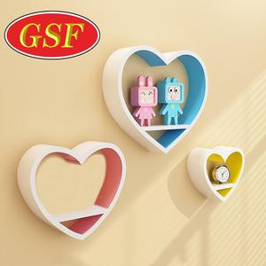 Étagère <span class=keywords><strong>murale</strong></span> <span class=keywords><strong>ronde</strong></span> en bois personnalisée en forme de cœur pour articles de décoration - Product Image 1