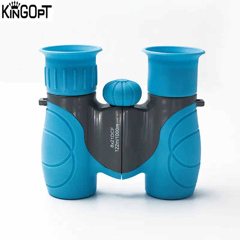 Kingopt High Performance 8X21 Rubber Blue Coating Optical Kids Binocular for Outdoor Viewing Binoculars Made in China