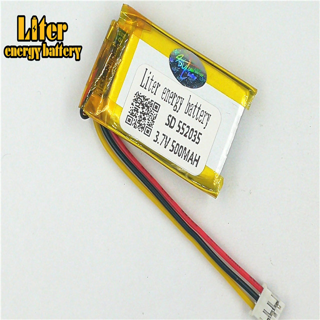 Штекер 2,0-3 P 3,7 V 552035 500 mah литий-полимерная батарея перезаряжаемая lipo батарея для устройств bluetooth, скейтборд, игровой плеер