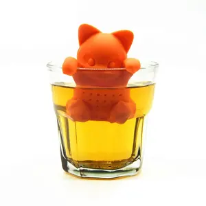 Силиконовый чайный ситечко для котят, в виде листьев оранжевого, милый чайный ситечко для влюбленных кошек