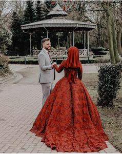 Abito di sfera Abaya Musulmano Abiti Da <span class=keywords><strong>Sposa</strong></span> 2019 Di Lusso In Rilievo Del Merletto Appliques Abiti Da <span class=keywords><strong>Sposa</strong></span> Abiti di Promenade - Product Image 3