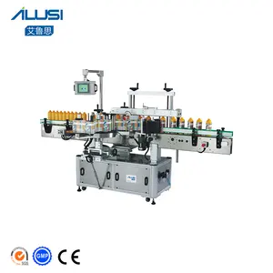 Ailusi automatic plastic bottle label/liquid soap bottle double side labeling machine